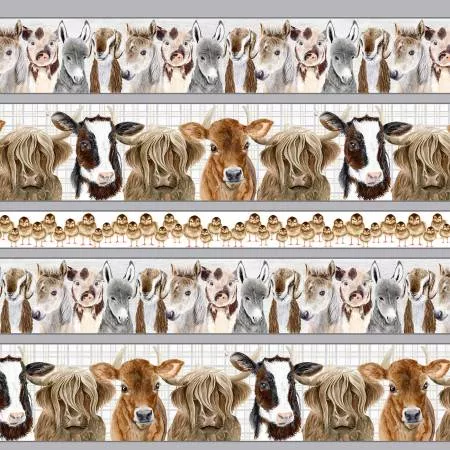 white Stripe with Animals 12 Inch repeat