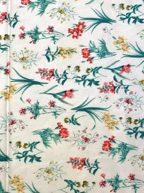 White With Flowers | Stretch Cotton