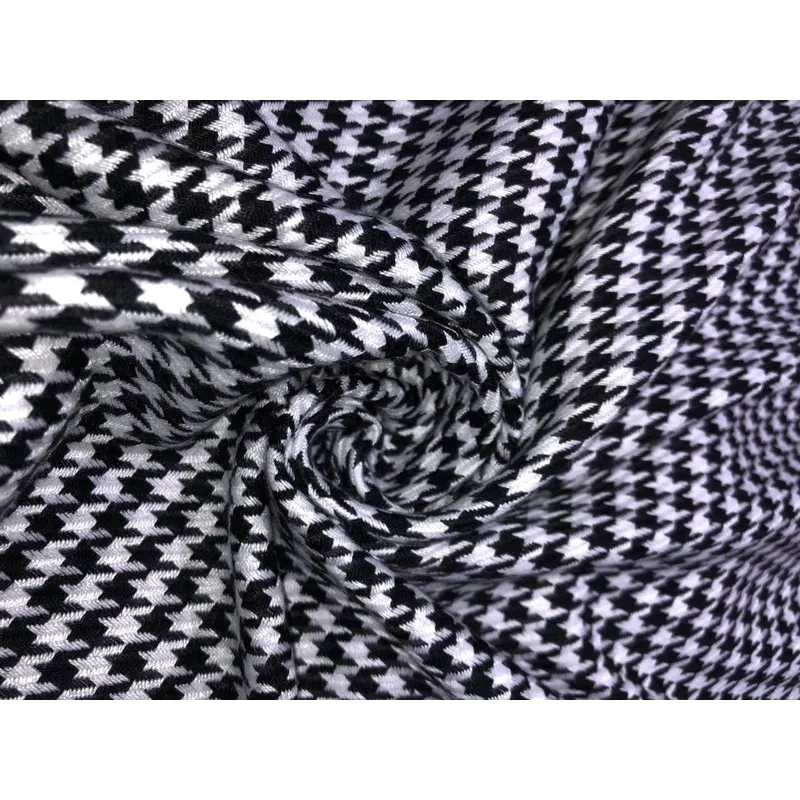 Wool and Acrylic blend fabric Houndstooth BLACK AND WHITE [15815]